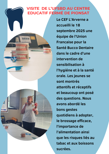 Visite de l'UFSBD au CEF l'Arverne
