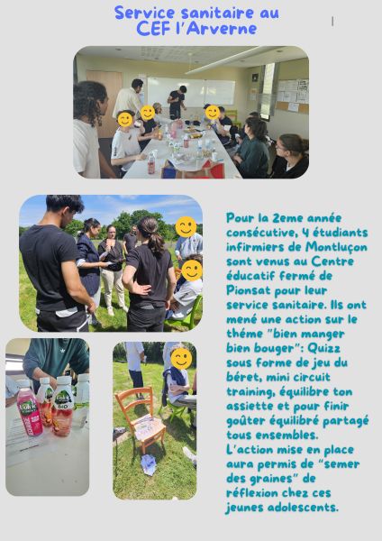 Seconde édition du service sanitaire des étudiants infirmiers de Montluçon au CEF l'Arverne
